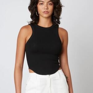 Black Ribbed Racer Back Tank